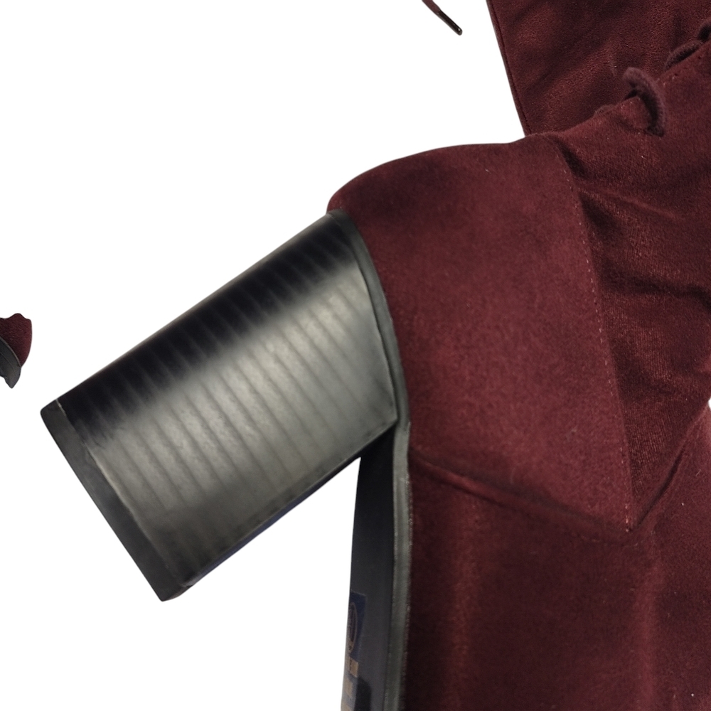 Soda Burgandy Faux Suede Over The Knee Boots High Heels Boots Size 7.5 New - Picture 7 of 14